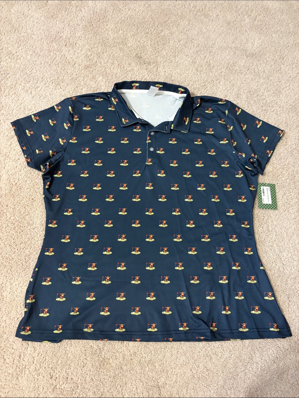 Women’s Scottish highland cow mid weight polo size 2XL